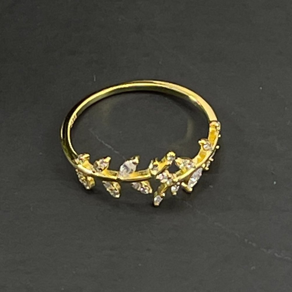 S925 Sterling Silver Cubic Zirconia Leaf Vine Adjustable Open Ring NEW - Picture 4 of 12